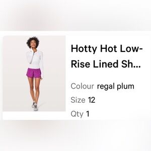 lululemon Hotty Hot Low-Rise Lined Shorts 2.5” in Regal Plum
